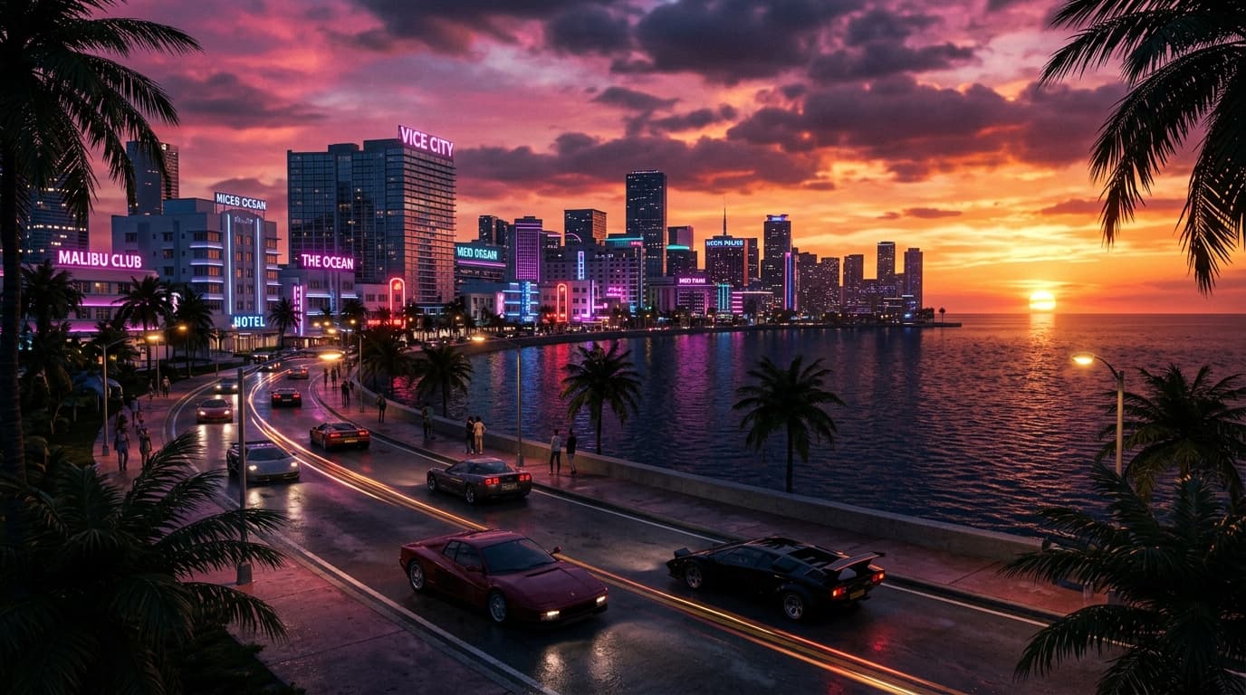 Vice City Skyline at Sunset